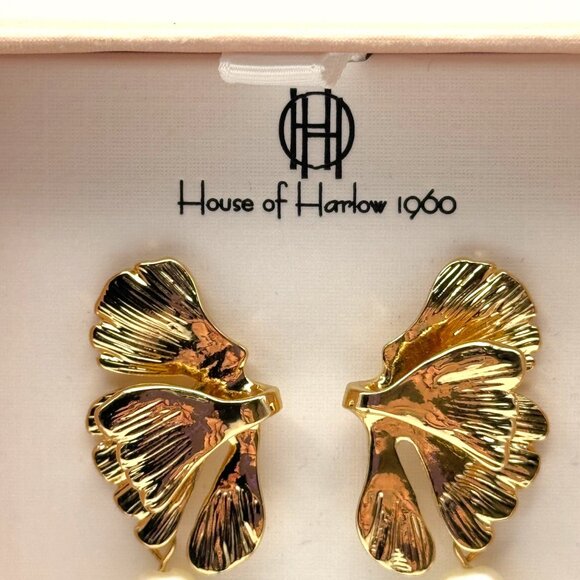 House Of Harlow 1960 Gold Pearl Drop Earrings Nickel Free Jewelry Bridal Bride - Picture 6 of 8